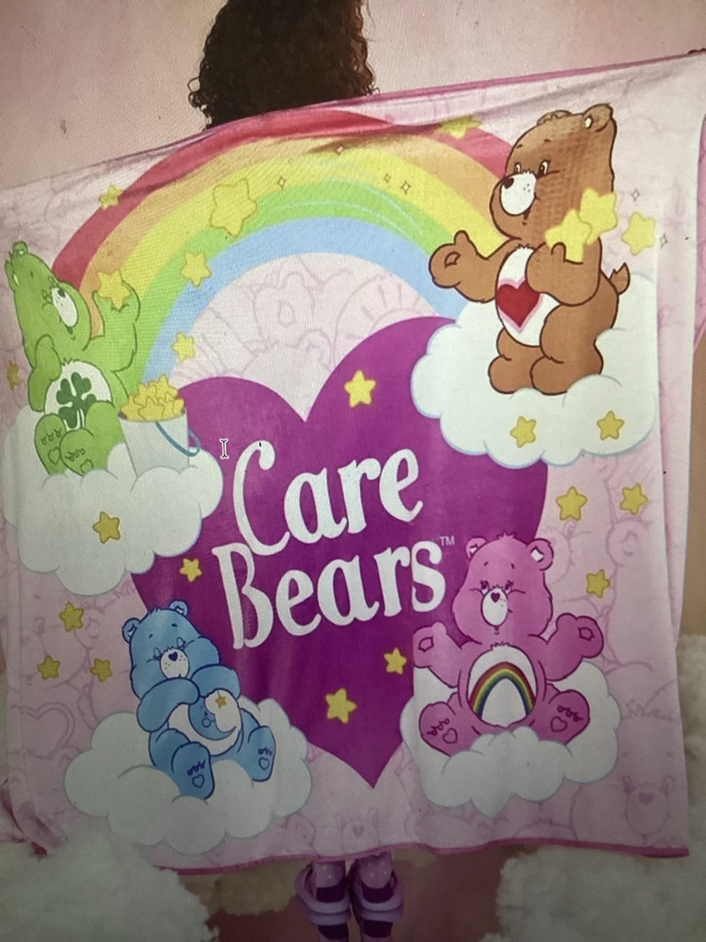 NIP SHEIN X Care Bears Pink Fleece Blanket 130x150